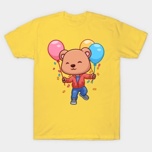 Birthday Bear Cute Cartoon T-Shirt